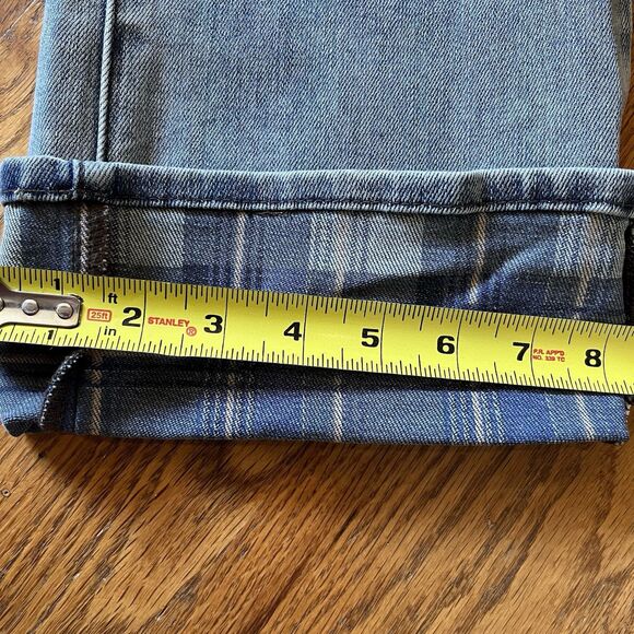 Judy Blue Jeans Womens 11/30 Plaid Cuffed High Waist Straight Stone Wash Stretch - Picture 2 of 9